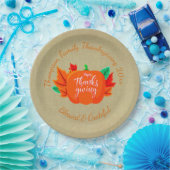 ファミリ名を追加文字感謝祭カボチャ20xx 9" ペーパープレート (パーティー)