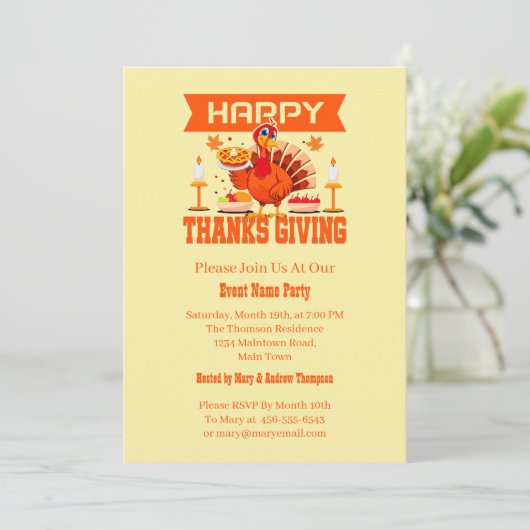ファミリ名を追加文字感謝祭カボチャ 招待状 (スタンド正面)