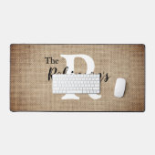 ファミリ名イニシャル素朴Burlapイメージカスタマイズ デスクマット (キーボード&マウス)