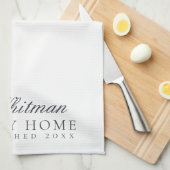 ファミリ名エレガント白 キッチンタオル (四つ折り)