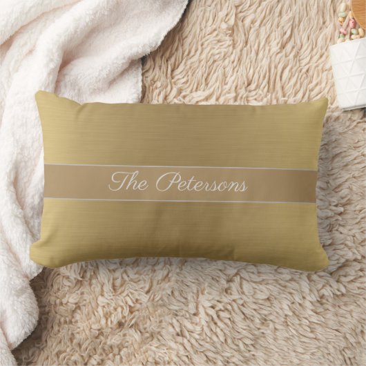 ファミリ名エレガント金属グラデーション無地の金ゴールド ランバークッション (ブランケット)