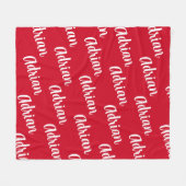 ファミリ名カスタマイズの赤の毛布 フリースブランケット (正面(横))