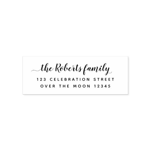 ファミリ名カスタム住所3ラインシック長方形 セルフインキングスタンプ (デザイン)