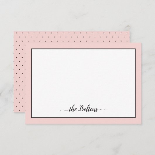 ファミリ名シンプル水玉模様ひな形ノートカード サンキューカード (正面/裏面)