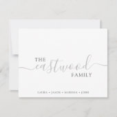 ファミリ名スクリプトタイポグラフィメモカード ノートカード (正面)