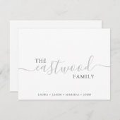 ファミリ名スクリプトタイポグラフィメモカード ノートカード (正面/裏面)