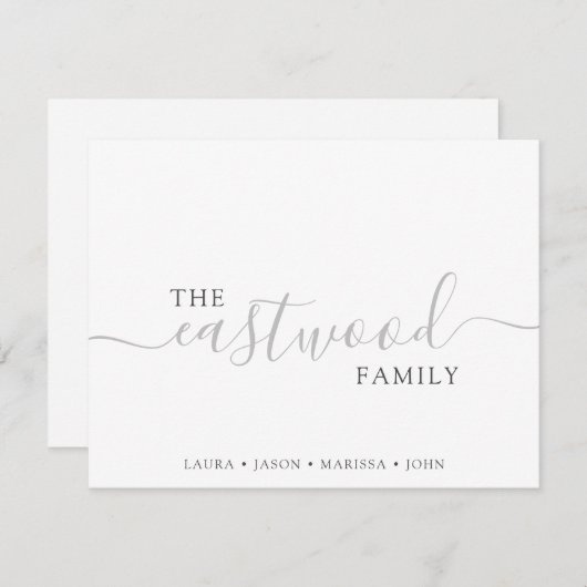 ファミリ名スクリプトタイポグラフィメモカード ノートカード (正面/裏面)