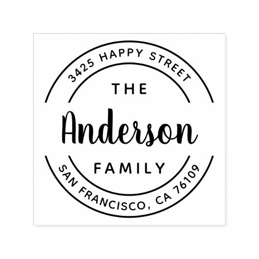ファミリ名スクリプトタイポグラフィ差出人住所 セルフインキングスタンプ (デザイン)