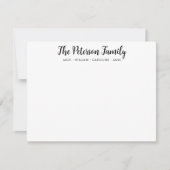 ファミリ名スタイリッシュ手書き黒文字フォント ノートカード (正面)