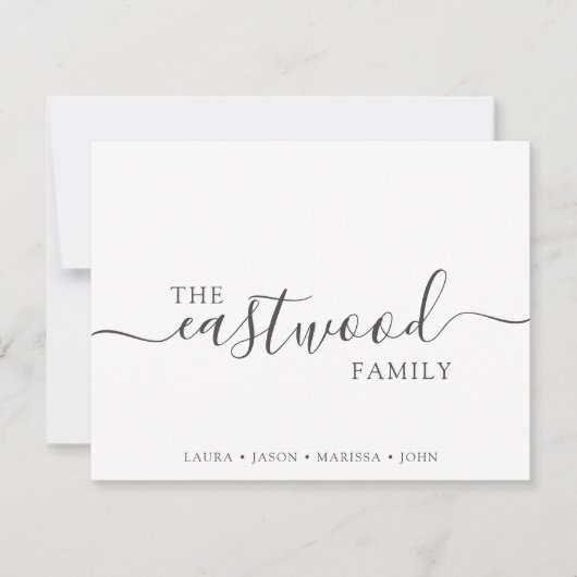 ファミリ名タイポグラフィ ノートカード (正面)