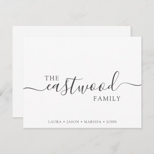 ファミリ名タイポグラフィ ノートカード (正面/裏面)