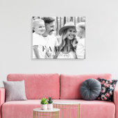 ファミリ名タイポグラフィB/Wポートレート大 キャンバスプリント (インサイチュ (リビング))