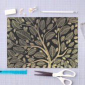 ファミリ名ツリー黒い金ゴールド葉デコページ 薄葉紙 (クラフト)