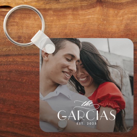 ファミリ名パーソナライズされたPhoto Keychain キーホルダー (正面)