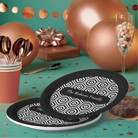 ファミリ名パーティープレート六角パターン ペーパープレート (複数)