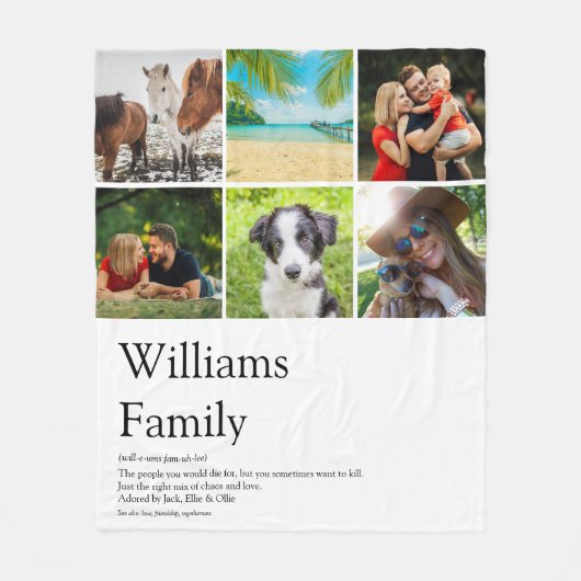 ファミリ名フォトコラージュの定義 フリースブランケット (正面)