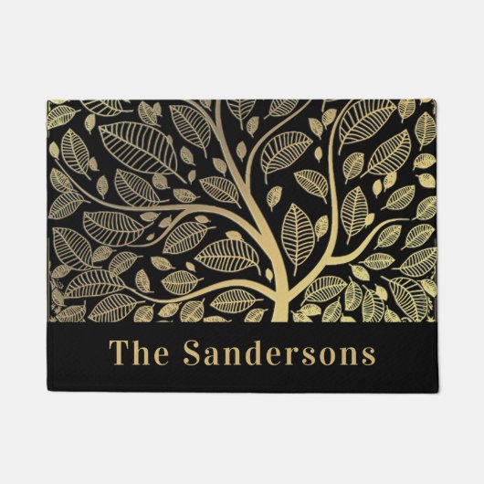  ファミリ名ブラック金ゴールド ドアマット (正面)