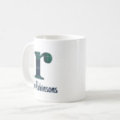 ファミリ名プレイド小文字rイニシャル コーヒーマグカップ (正面左)