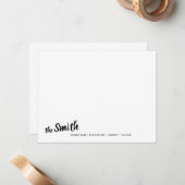 ファミリ名モダンブラックスクリプトタイポグラフィ ノートカード (正面/裏面インサイチュ)