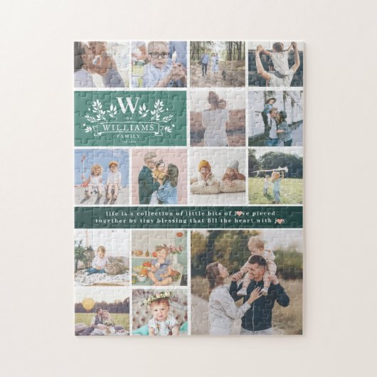 ファミリ名モノグラム | 15フォトコラージュ ジグソーパズル (縦)