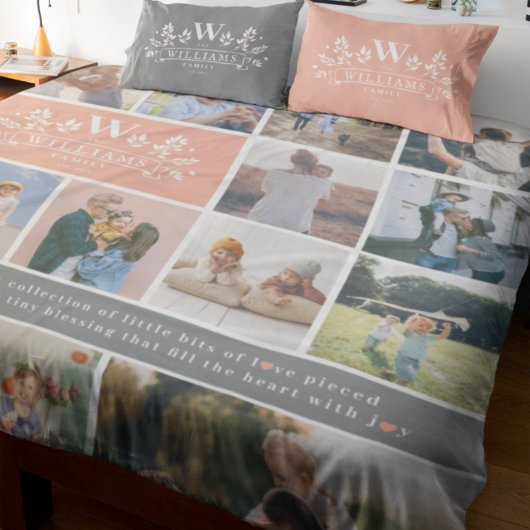 ファミリ名モノグラム | 15フォトコラージュ フリースブランケット