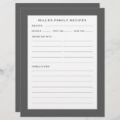 ファミリ名レシピ挿入 |グレーシンプルとホワイト (正面/裏面)