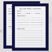 [ファミリ名レシピ]ページ |ネイビシンプルーブルー&ホワイト (正面/裏面)