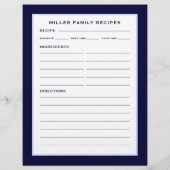 [ファミリ名レシピ]ページ |ネイビシンプルーブルー&ホワイト (裏面)