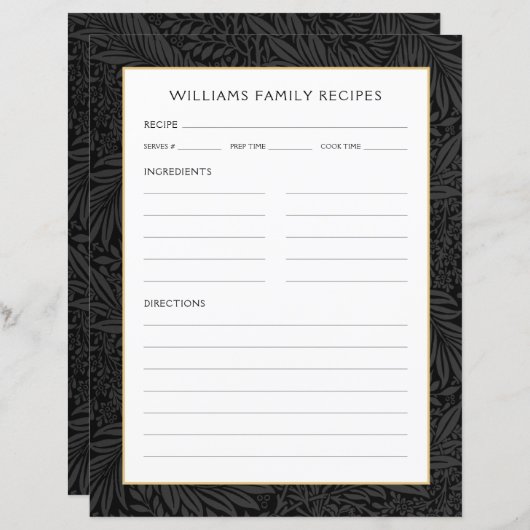 [ファミリ名レシピ]ページ | ヴィンテージブラックフローラ (正面/裏面)