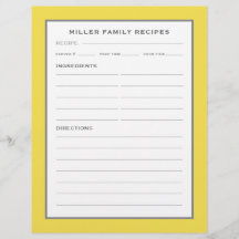 ファミリ名レシピ |黄シンプルモダン色と灰色