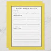ファミリ名レシピ |黄シンプルモダン色と灰色 (正面/裏面)