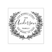 ファミリ名丸い手書きリース住所 ラバースタンプ (インプリント)