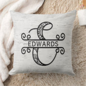 ファミリ名付きモノグラム文字E クッション (ブランケット)
