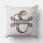 ファミリ名付きモノグラム文字E クッション (正面)