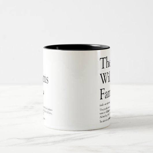 ファミリ名定義おもしろい白黒 ツートーンマグカップ (中央)