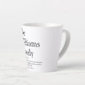 ファミリ名定義白黒おもしろい モダン カフェラテマグ (右アングル)