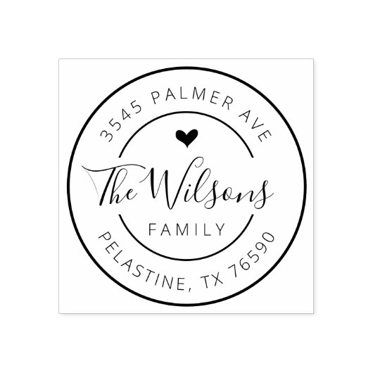 ファミリ名差出人住所ラウンドロゴ ラバースタンプ (インプリント)