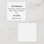 ファミリ名差出人住所名の追加日付の年 スクエア名刺 (正面/裏面)