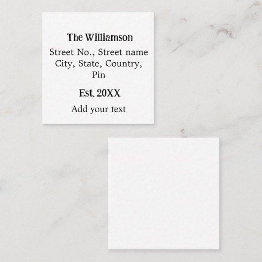 ファミリ名差出人住所名の追加日付の年 スクエア名刺 (正面/裏面)