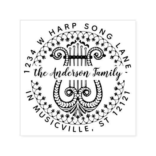 ファミリ名差出人住所 |ハープエレガント華美ー セルフインキングスタンプ (デザイン)