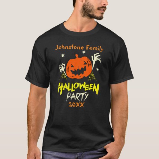ファミリ名年の追加ハローウィンパーティ編集文字 Tシャツ (正面)