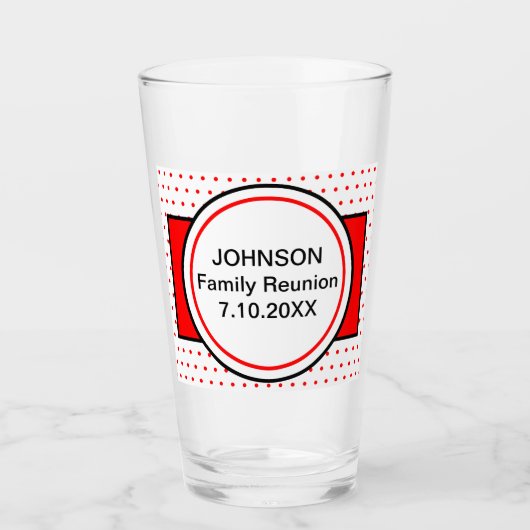 ファミリ名懇親会赤水玉模様 タンブラーグラス (正面)