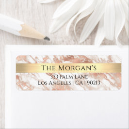 ファミリ名金ゴールドバンドホワイト&バラ金ゴールド大理石Vs2 ラベル