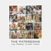 ファミリ名16 Photo Collage モダン Black フリースブランケット (正面)