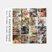 ファミリ名16 Photo Collage モダン Black フリースブランケット (正面(横))