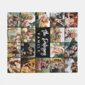 ファミリ名18フォトコラージュモダンブエレガントラック フリースブランケット (正面(横))