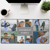 ファミリ名8フォトコラージンググレー デスクマット