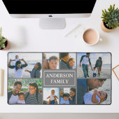 ファミリ名8フォトコラージンググレー デスクマット