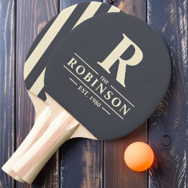 ファミリ名&イニシャルポロストライプグレ地中海のー 卓球ラケット