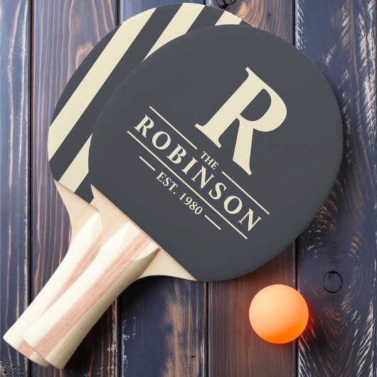 ファミリ名&イニシャルポロストライプグレ地中海のー 卓球ラケット